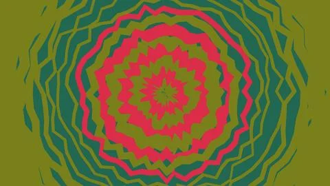 Abstract circular pattern with pink and green wavy lines イラスト素材