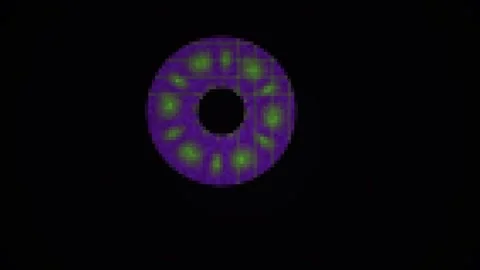 Abstract Circular Pattern with Purple and Green Hues on Black Background. Stock Footage 334419753