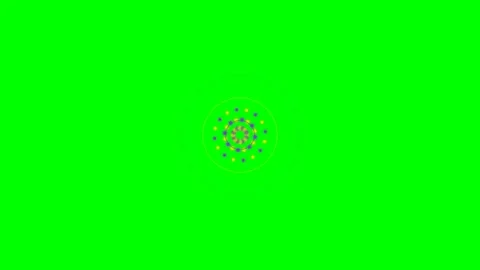 Abstract circular pattern with purple and yellow dots on green background Video stock 341822710