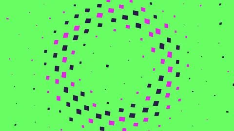 Abstract circular pattern with purple squares on green Stock Illustration