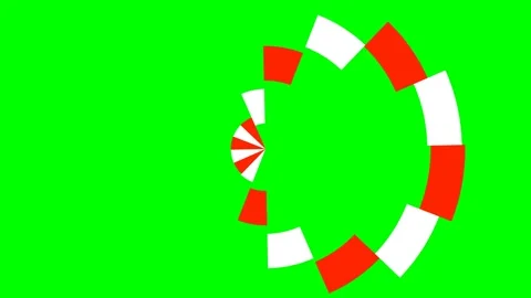 Abstract circular pattern with red and white segments on green background Stock Footage 340267292