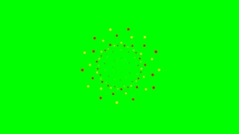 Abstract circular pattern of red and yellow dots on a vibrant green screen Stock Footage 341820815
