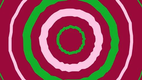 Abstract circular pattern with red green and pink rings Illustrazione stock