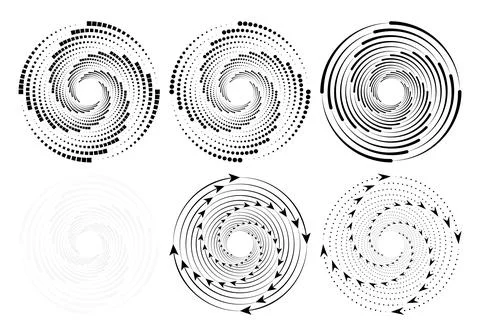 Abstract Circular Pattern Set with Radial Elements Stock Illustration