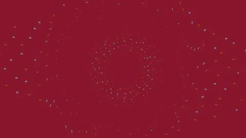 Abstract circular pattern with small particles on red Illustrazione stock