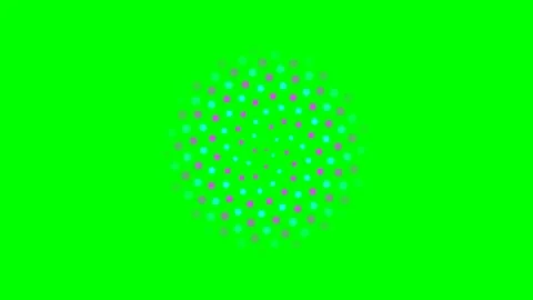 Abstract circular pattern of vibrant cyan and pink dots on green background Stock Footage 341822641