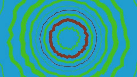 Abstract circular pattern with wavy lines in blue and green Illustrazione stock