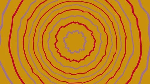 Abstract circular pattern with wavy lines in gold and red Stockillustratie