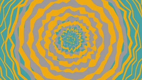 Abstract circular pattern with wavy yellow and blue lines イラスト素材