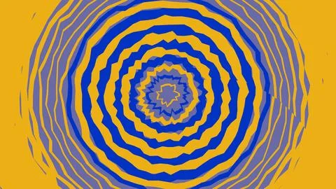 Abstract circular pattern with yellow and blue waves Stockillustratie