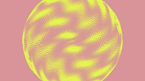 Abstract circular pattern with yellow and pink wavy lines イラスト素材
