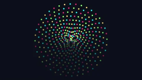 Abstract circular patterns featuring colorful dotted light particles moving Vídeo Stock 344583022