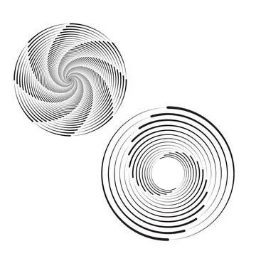 Abstract circular patterns with radial and spiral designs Stock Illustration