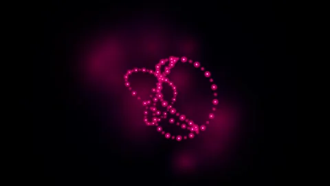 Abstract circular pink light particle shape against a glowing deep magenta .. Video stock 344240325