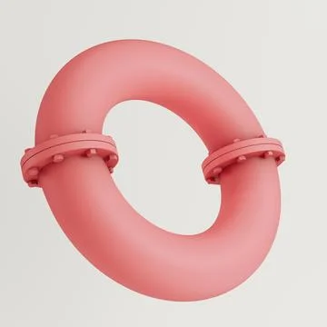 Abstract circular pipe with industrial elements isolated on white background Stock Illustration