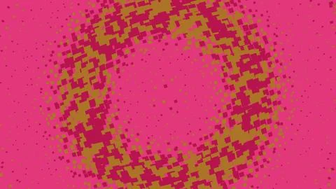 Abstract circular pixel art pattern in pink and red Stock Illustration