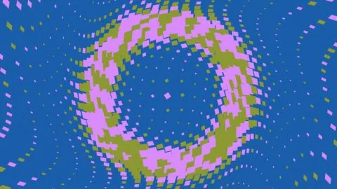 Abstract circular pixel pattern in blue pink and green 스톡 일러스트