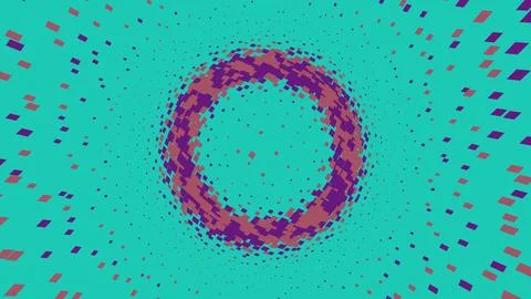 Abstract circular pixel pattern in blue and purple Illustrazione stock