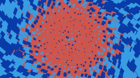 Abstract circular pixel pattern in blue and orange colors Stock Illustration