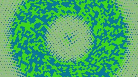Abstract circular pixel pattern in blue and green colors Stock Illustration