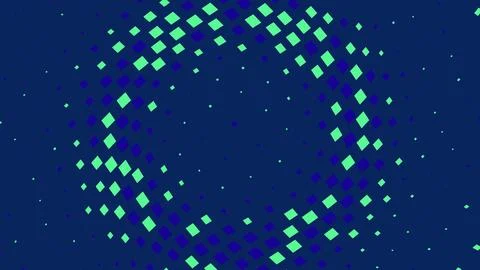 Abstract circular pixel pattern in green and blue Stock Illustration
