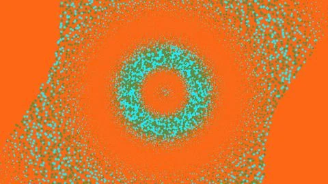 Abstract circular pixel pattern in orange and blue Stock Illustration