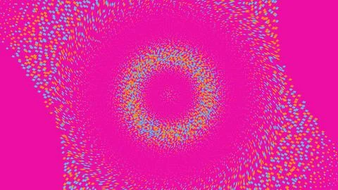 Abstract circular pixel pattern with vibrant pink background Stock Illustration