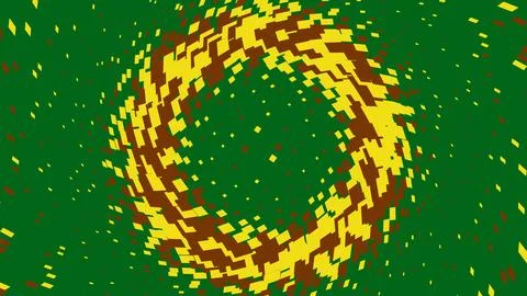 Abstract circular pixel pattern in yellow and green colors Stock Illustration