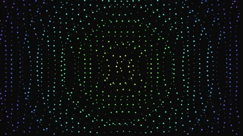 Abstract circular pulse animation with colorful gradient dots moving on bla.. Stock-Footage 341842758