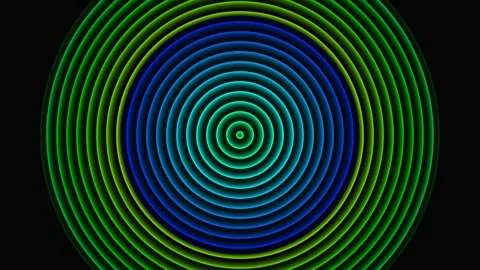 Abstract circular pulse animation with rhythmic green blue rings moving on .. 스톡 동영상 341842808
