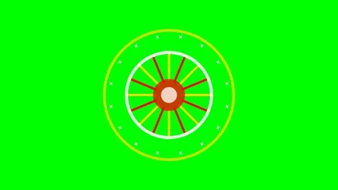 Abstract circular radial graphic design element on a solid green background 스톡 동영상 341823780
