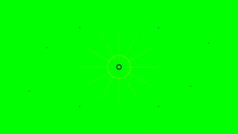 Abstract circular radial pattern with floating triangles on green background Stock Footage 340264828
