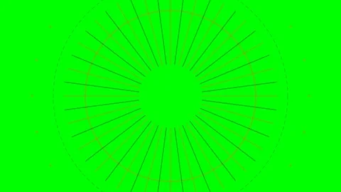 Abstract circular radial pattern with orange and black lines on green screen Stock Footage 341824175