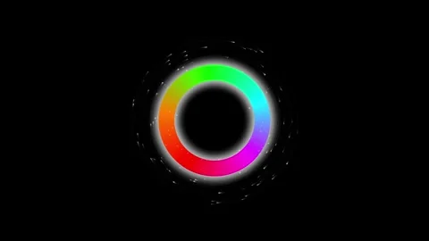 Abstract circular rainbow loading ring rotating with glowing particle motio.. Видео 343249184