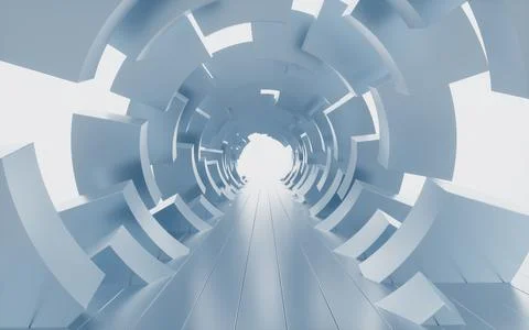 Abstract circular ring background tunnel, architectural wallpaper. 3d rende.. Stock Illustration