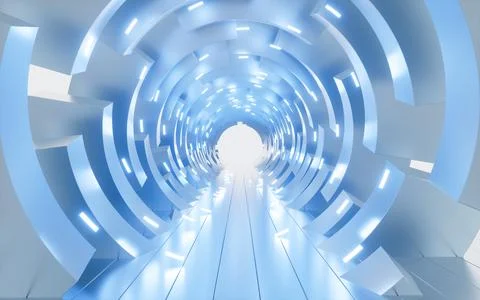 Abstract circular ring background tunnel, architectural wallpaper. 3d rende.. Stock Illustration