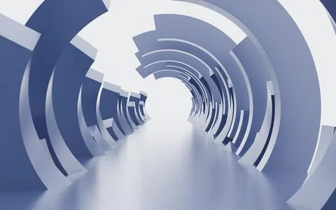 Abstract circular ring background tunnel, architectural wallpaper. 3d rende.. Stock Illustration