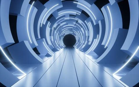 Abstract circular ring background tunnel, architectural wallpaper. 3d rende.. Stock Illustration