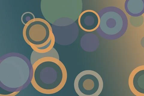 Abstract circular ring pattern with teal, purple and beige tones, soft boke.. Stock Illustration