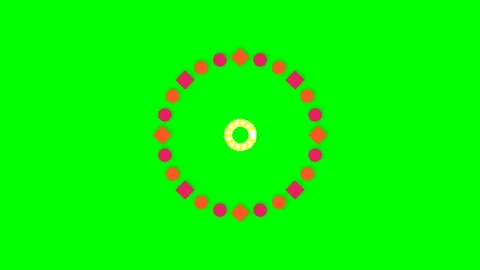 Abstract circular ring of vibrant colorful shapes on green background screen Stock Footage 340266810