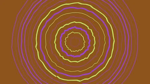 Abstract circular rings pattern with wavy lines on brown Illustrazione stock