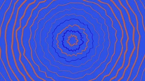 Abstract circular ripple pattern with blue and orange lines 스톡 일러스트