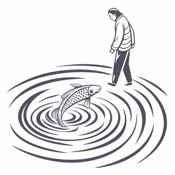 Abstract Circular Ripple Pattern, Minimalist, Modern Stock Illustration