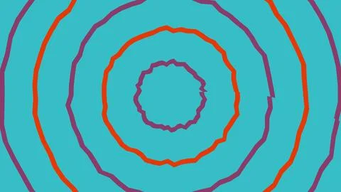 Abstract circular ripples pattern with red and blue lines Illustrazione stock