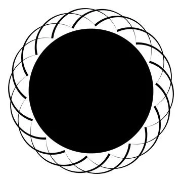 Abstract Circular Rosette Frame with Black Center Design Stock-Illustration