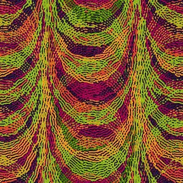 Abstract circular seamless pattern with rippled lines  in green and violet. Stock Illustration