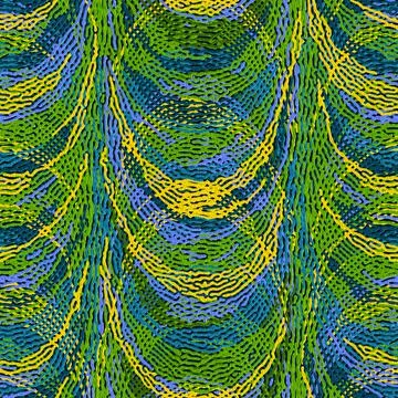 Abstract circular seamless pattern with rippled lines  in green and yellow. Stock Illustration