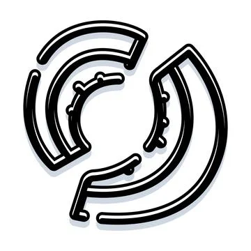 Abstract circular segments forming dynamic geometric pattern icon 스톡 일러스트