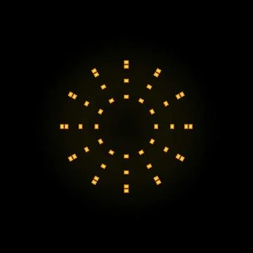 Abstract circular shape creating sun with rays on black background Stock Illustration