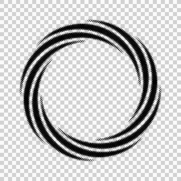 Abstract circular shape formed by swirling lines and halftone dots on a cle.. Stock Illustration